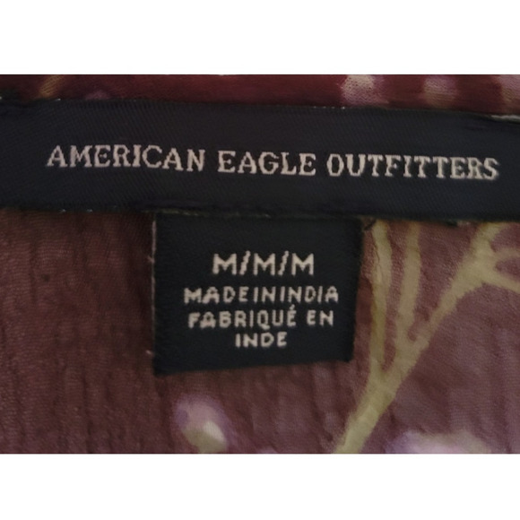 American Eagle Sheer Floral Top Fairy Core Ruffles Festival Summer Boho-M - Picture 6 of 8